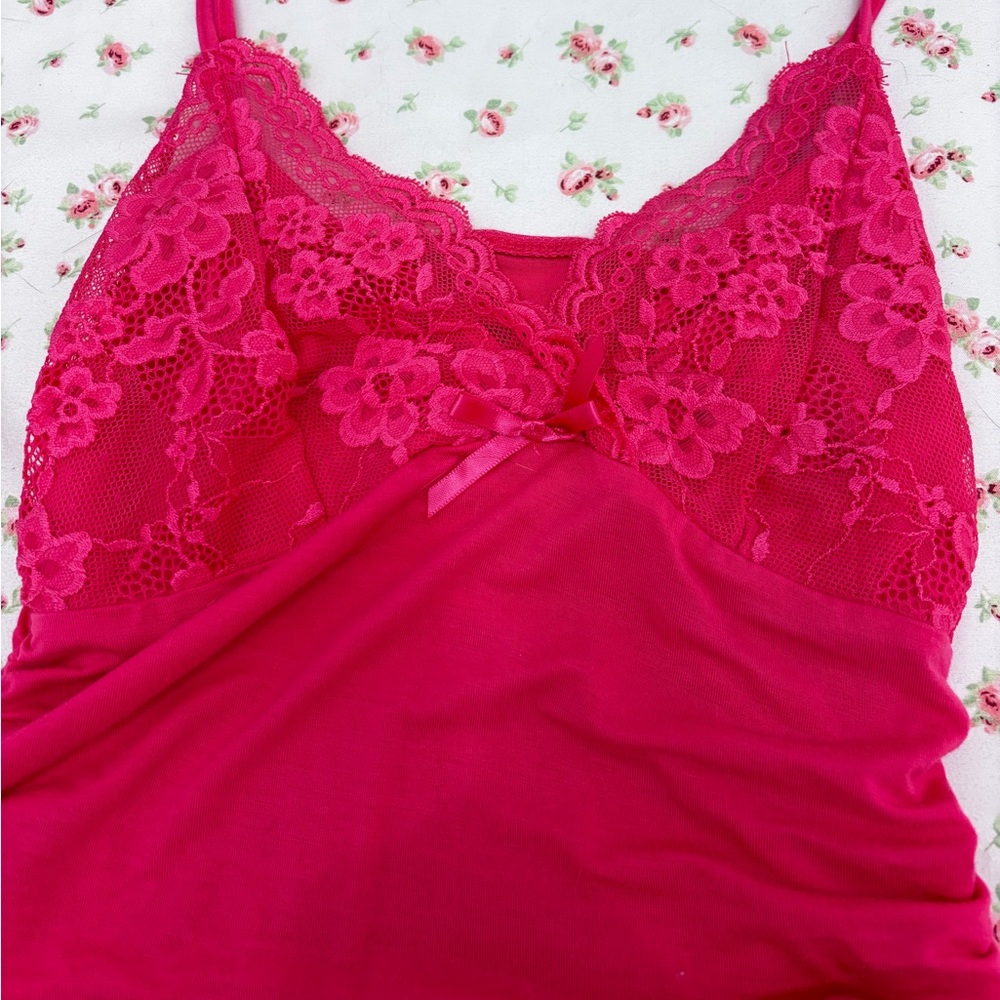 pink lace top
